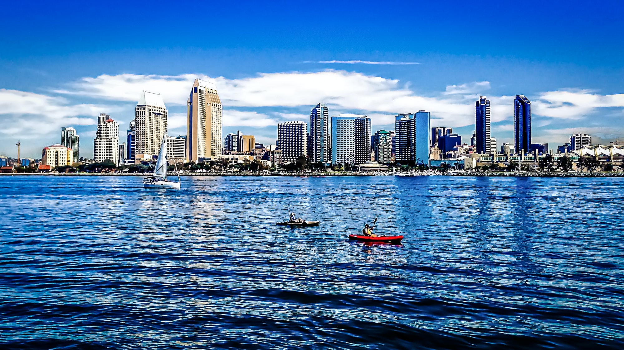 San Diego Skyline. Fishing, Paddling And Sailing!